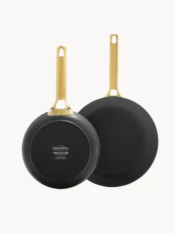 New GreenPan Poêles à frire avec revêtement antiadhésif Padova, 2 élém. Noir, doré