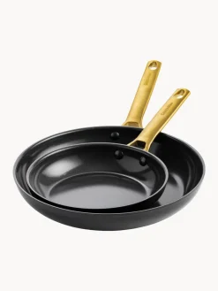 New GreenPan Poêles à frire avec revêtement antiadhésif Padova, 2 élém. Noir, doré