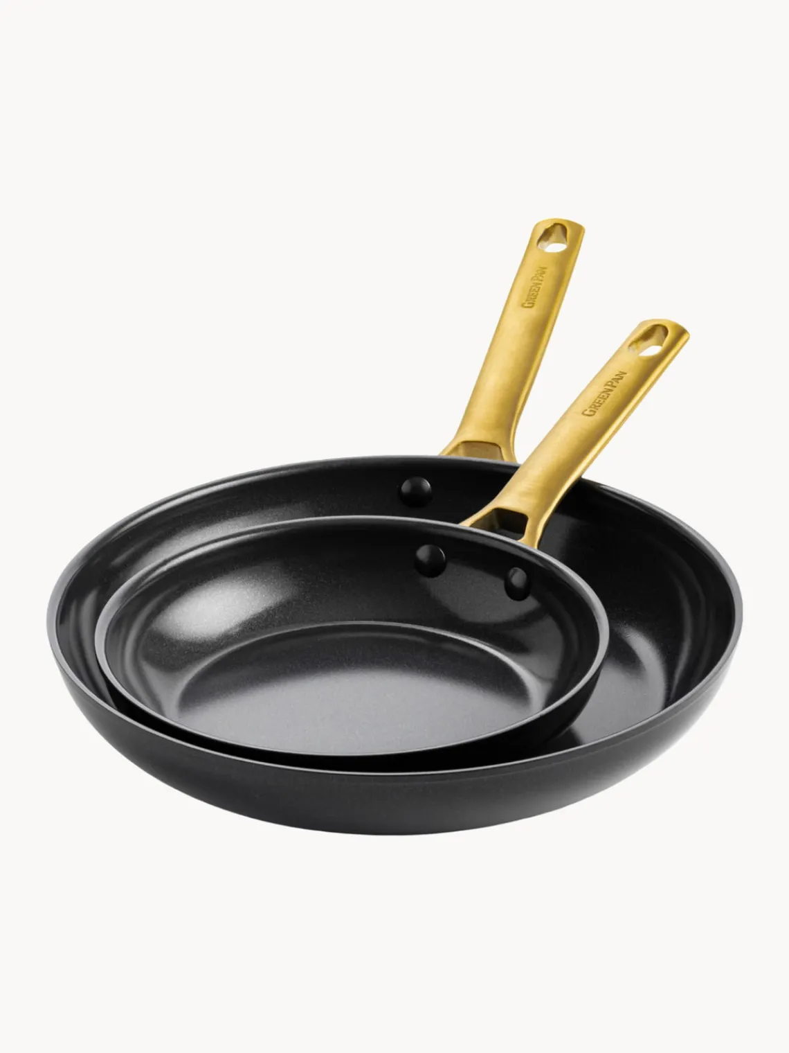New GreenPan Poêles à frire avec revêtement antiadhésif Padova, 2 élém. Noir, doré