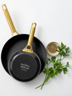 New GreenPan Poêles à frire avec revêtement antiadhésif Padova, 2 élém. Noir, doré