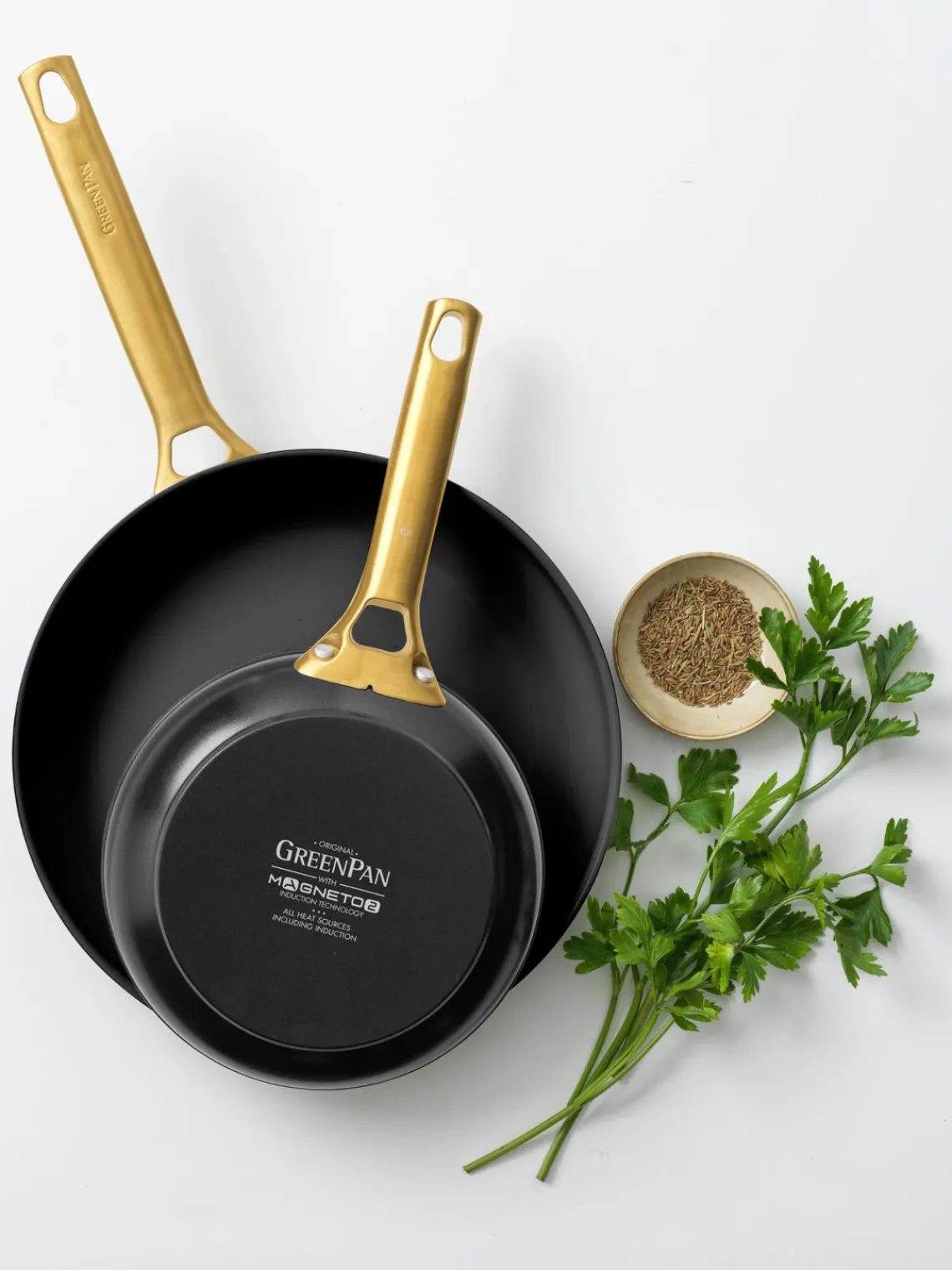 New GreenPan Poêles à frire avec revêtement antiadhésif Padova, 2 élém. Noir, doré