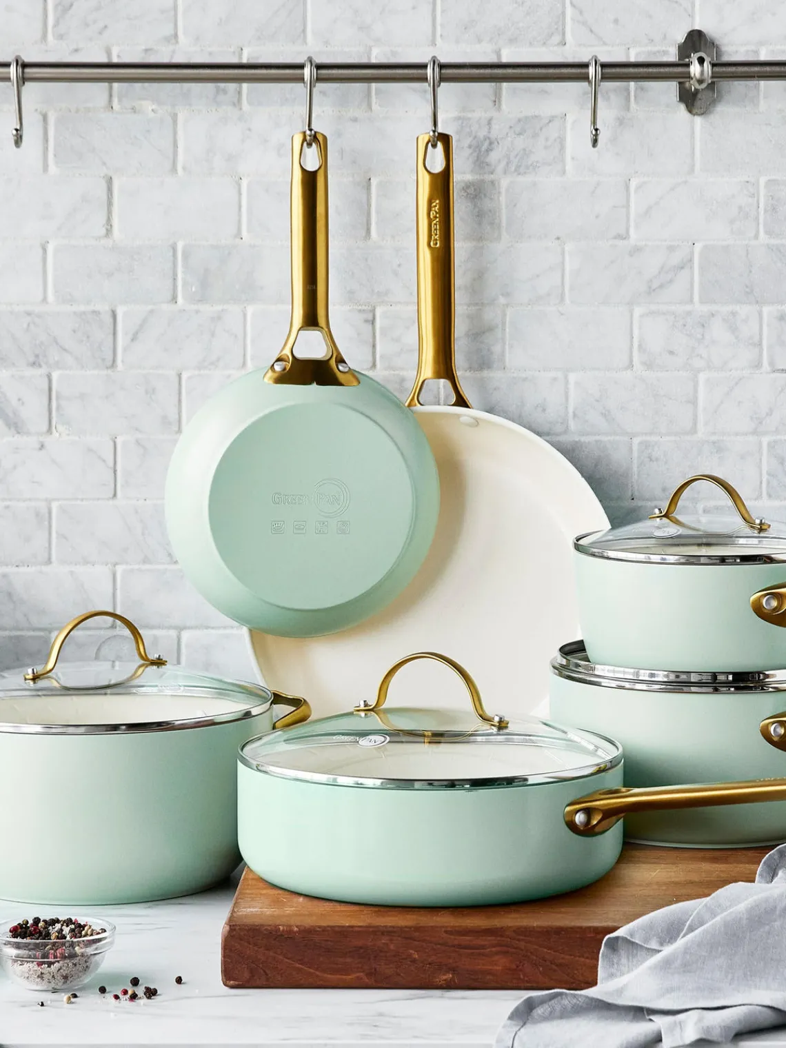 Online GreenPan Poêles à frire avec revêtement antiadhésif Padova, 2 élém. Vert menthe, blanc crème