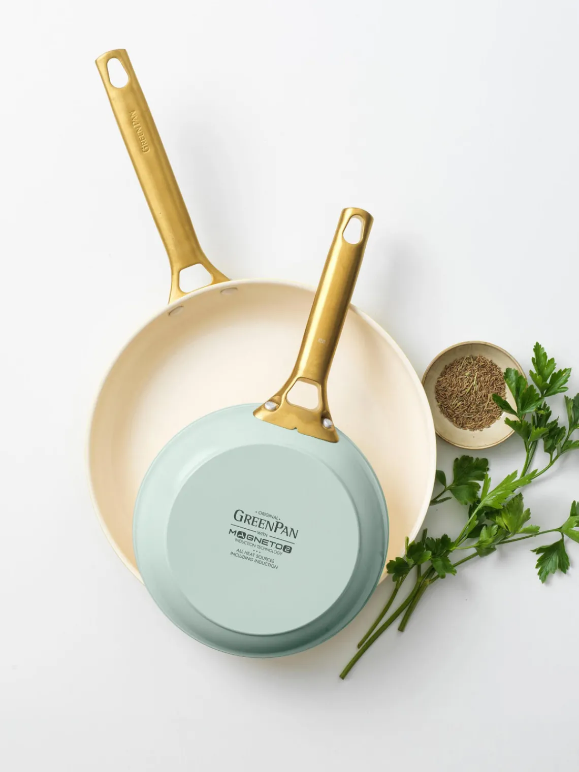 Online GreenPan Poêles à frire avec revêtement antiadhésif Padova, 2 élém. Vert menthe, blanc crème