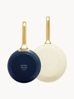 New GreenPan Poêles à frire avec revêtement antiadhésif Padova, 2 élém. Bleu foncé, blanc crème