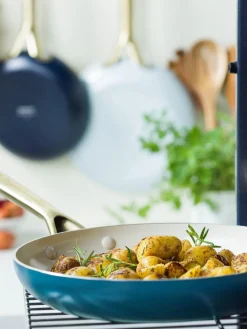 New GreenPan Poêles à frire avec revêtement antiadhésif Shades, 3 élém. Bleu foncé, bleu ciel, bleu pétrole, doré