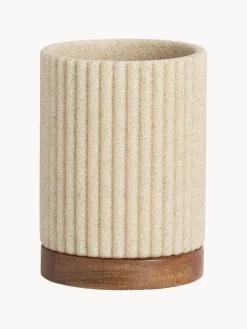 Sale ANDREA HOUSE Porte-brosses à dents Laura Beige clair, bois foncé