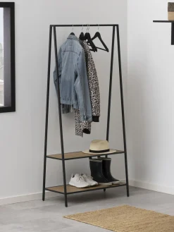 Clearance Westwing Porte-manteau en métal Seaford Beige look bois, noir