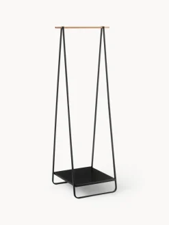 Discount Yamazaki Porte-manteau en métal Tower Noir, bois foncé