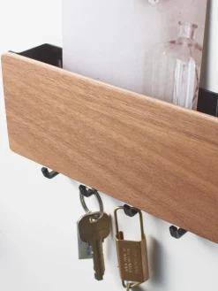 Best Yamazaki Porte-manteau mural avec dos magnétique Rin Noir, bois foncé