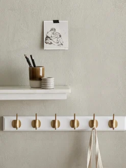 Online Nordal Porte-manteau mural en bois Edgy Blanc, doré