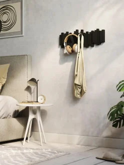 Clearance Umbra Porte-manteau mural design Sticks Noir