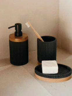 Clearance ANDREA HOUSE Porte-savon ovale Laura Noir, bois foncé