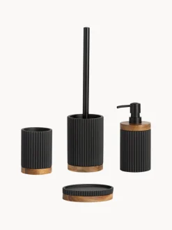 Clearance ANDREA HOUSE Porte-savon ovale Laura Noir, bois foncé