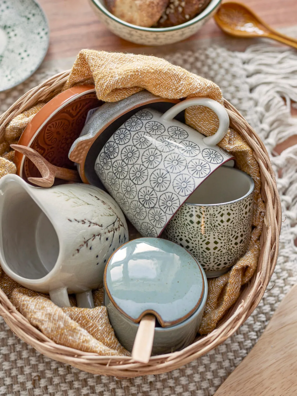 Sale Bloomingville Pot à lait artisanal avec motif botanique Bea