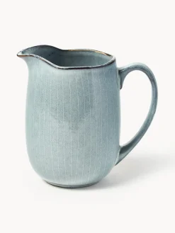 New Broste Copenhagen Pot à lait artisanal Nordic Sea, 1 L Gris-bleu, chiné