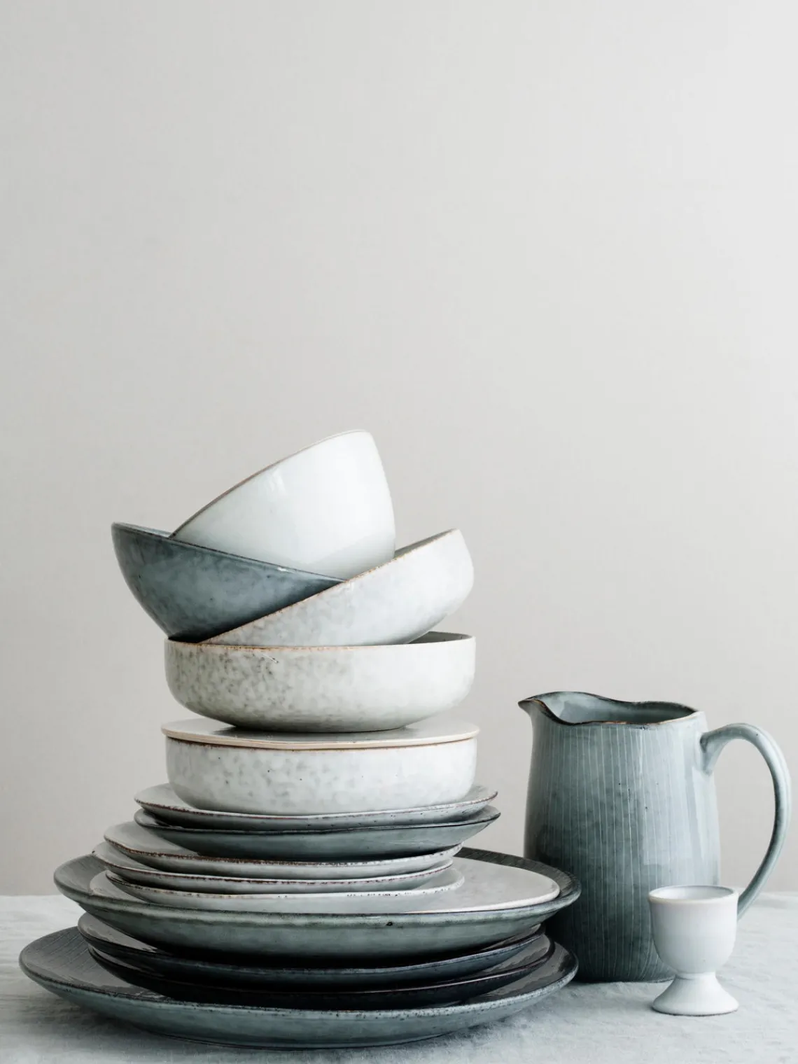New Broste Copenhagen Pot à lait artisanal Nordic Sea, 1 L Gris-bleu, chiné