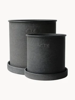 New DBKD Pots de fleurs Plant, 2 élém. Anthracite, chiné et mat