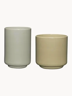 Fashion Hübsch Pots multifonctionnels artisanaux Deux Pots, 2 élém. Vert clair, beige