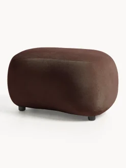 Best Westwing Collection Pouf Alba Tissu brun foncé