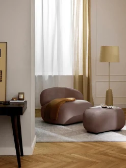Best Westwing Collection Pouf Alba Tissu brun foncé
