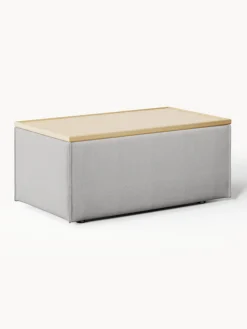 Best Westwing Collection Pouf avec rangement Lennon Tissu gris, chêne clair