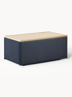 Best Westwing Collection Pouf avec rangement Lennon Tissu bleu foncé, chêne clair