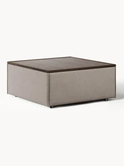Best Westwing Collection Pouf avec rangement Lennon Tissu taupe, chêne foncé