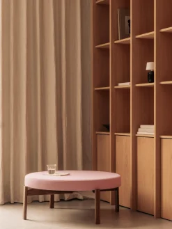 Online Audo Copenhagen Pouf en bois de noyer Passage Tissu rose, bois de noyer