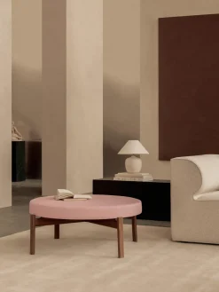 Online Audo Copenhagen Pouf en bois de noyer Passage Tissu rose, bois de noyer