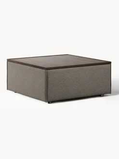 Best Westwing Collection Pouf en bouclette avec rangement Lennon Bouclette grège, chêne foncé
