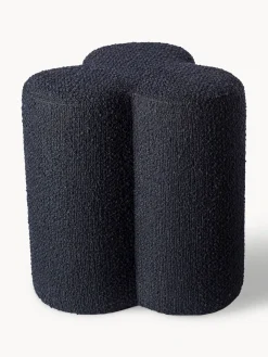 Best Pols Potten Pouf en bouclette Clover Bouclette bleu foncé