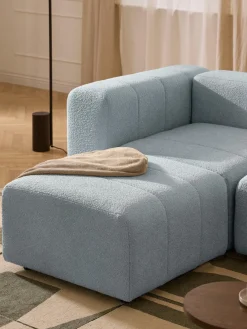 Best Westwing Collection Pouf en bouclette Lena Bouclette bleu ciel