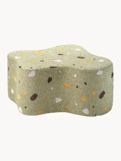 New Wigiwama Pouf en bouclette pour enfants fait main Cloud Bouclette vert olive, aspect terrazzo