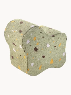 New Wigiwama Pouf en bouclette pour enfants fait main Cloud Bouclette vert olive, aspect terrazzo