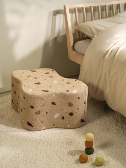 New Wigiwama Pouf en bouclette pour enfants fait main Cloud Bouclette beige, aspect terrazzo