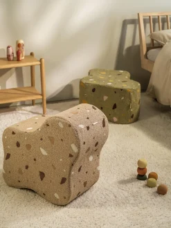 New Wigiwama Pouf en bouclette pour enfants fait main Cloud Bouclette beige, aspect terrazzo