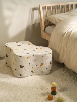 Best Wigiwama Pouf en bouclette pour enfants fait main Cloud Bouclette blanche, aspect terrazzo