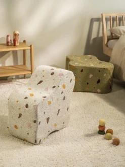 Best Wigiwama Pouf en bouclette pour enfants fait main Cloud Bouclette blanche, aspect terrazzo