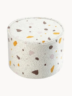 New Wigiwama Pouf en bouclette pour enfants fait main Sugar, Ø 40 cm Bouclette blanche, aspect terrazzo