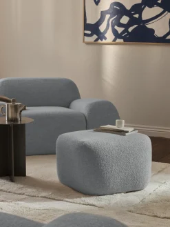 Best Westwing Collection Pouf en bouclette Wolke Bouclette bleu ciel