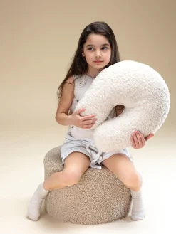 Best Wigiwama Pouf en peluche pour enfants Sugar, Ø 40 cm Peluche beige clair