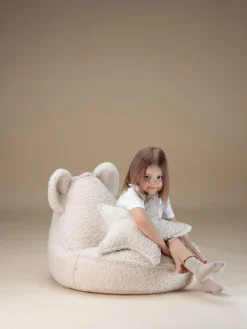 Best Wigiwama Pouf en peluche pour enfants Bear Peluche blanc cassé