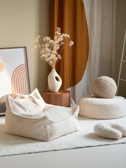 New Wigiwama Pouf en peluche pour enfant Sugar Peluche blanc cassé