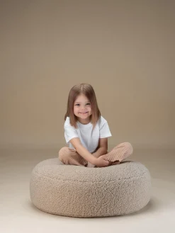 Best Wigiwama Pouf en peluche pour enfants Sugar, Ø 65 cm Peluche beige clair