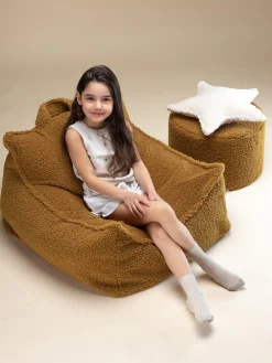 Sale Wigiwama Pouf en peluche pour enfants Sugar Peluche jaune moutarde