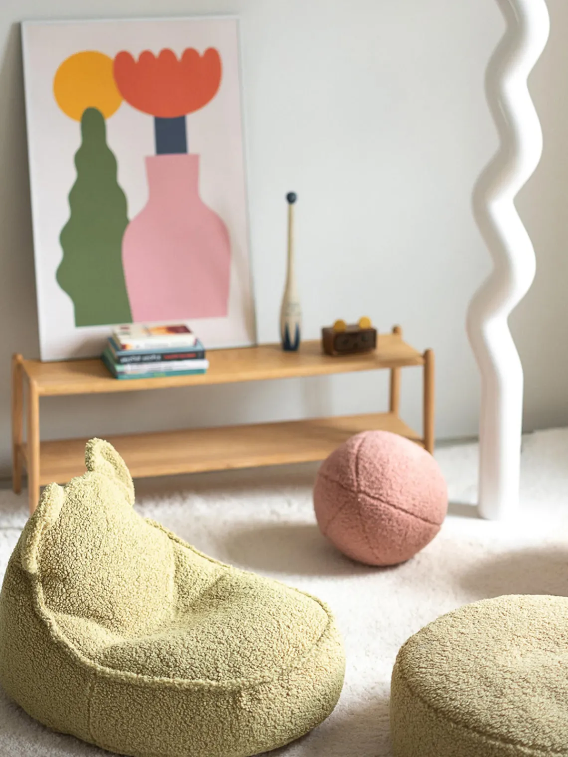 Hot Wigiwama Pouf en peluche pour enfant Bear Teddy vert clair