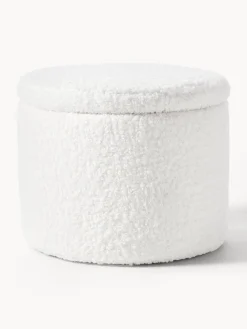 Best Westwing Collection Pouf en tissu peluche avec rangement Alida Peluche blanc crème