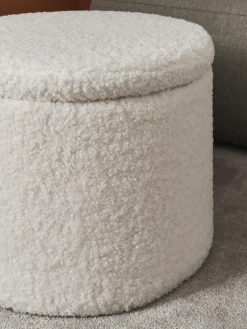 Best Westwing Collection Pouf en tissu peluche avec rangement Alida Peluche blanc crème