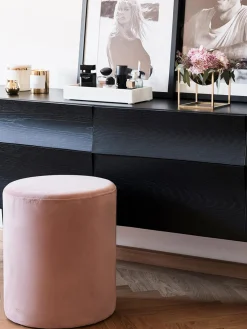 Best Westwing Collection Pouf en velours Daisy Velours rose pâle