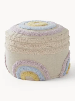 Fashion Jotex Pouf pour enfant en coton Sunita Tissu beige clair, multicolore